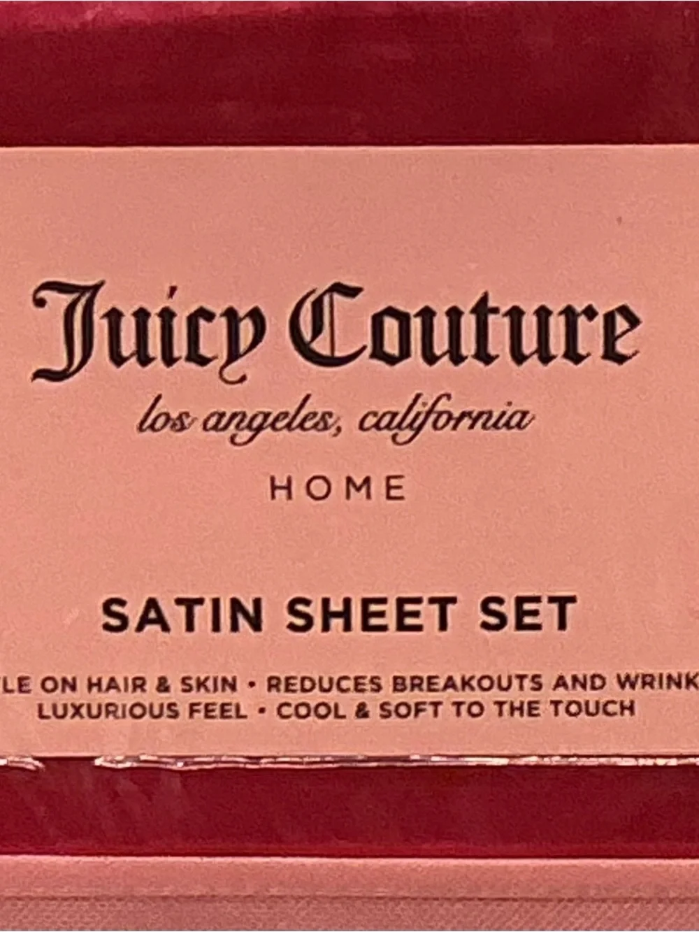 Juicy Couture Dark Pink Satin King Sheet Set